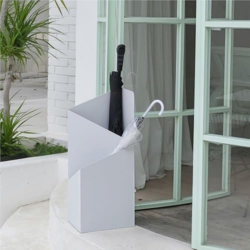 White Umbrella Stand with Removable Drip Tray, Iron Entryway Organizer