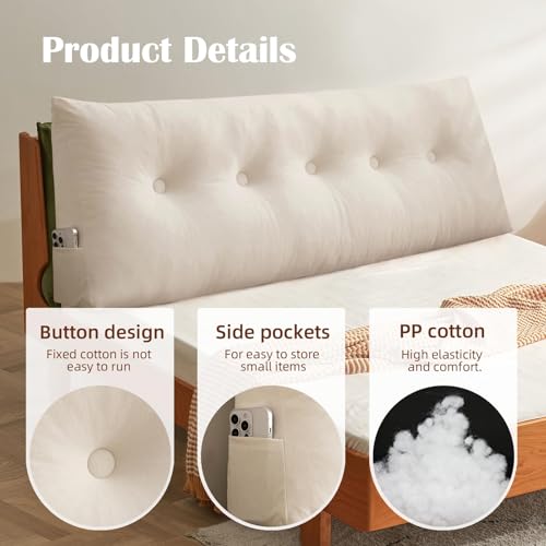 Large Black Headboard Wedge Pillow for Bed Support - Dorm Bed Bolster