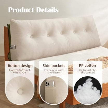 Large Black Headboard Wedge Pillow for Bed Support - Dorm Bed Bolster