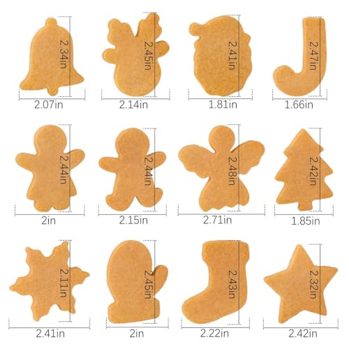 Christmas Cookie Cutter Set - 12 Stainless Steel Shapes for Baking & Decorating