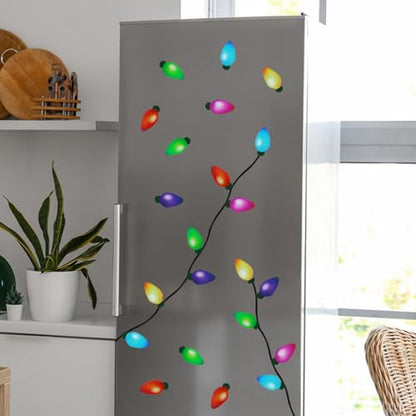 160Pcs Reflective Christmas Car Magnets Set with Light Bulb & Line Decor