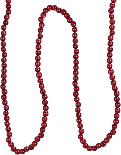 9-Foot Wood Beaded Burgundy Garland for Holiday Decor