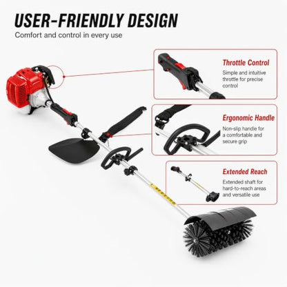 Gas Powered Handheld Lawn Sweeper with 52CC 2-Stroke Engine