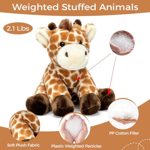Weighted Giraffe Stuffed Animal Toy, 9 Inch Plush Pillow, 2.1 Lb