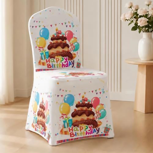 Birthday Chair Covers Set of 6 - Blue Festive Dining Room Decorations