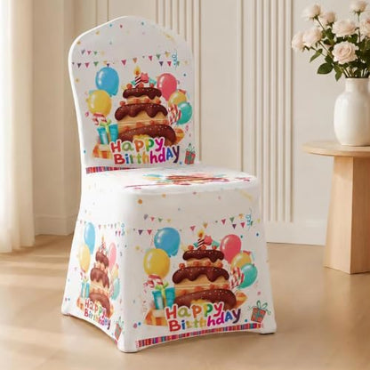 Birthday Chair Covers Set of 6 - Blue Festive Dining Room Decorations