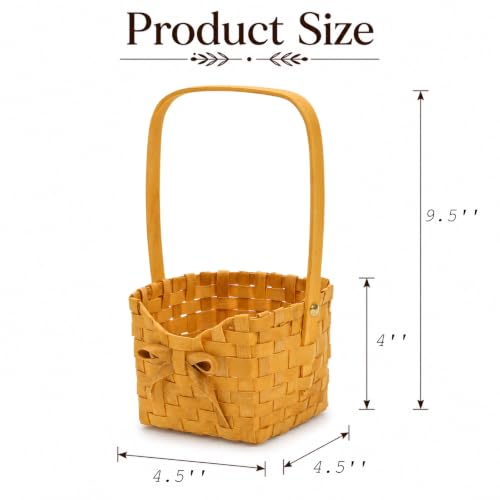 Small Flower Girl Basket Set - Wooden Wedding Baskets with Handle, 4 Pack