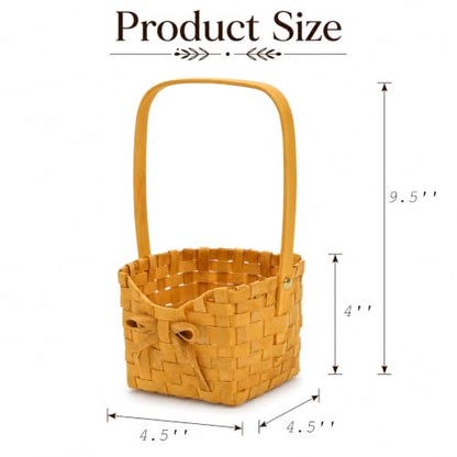 Small Flower Girl Basket Set - Wooden Wedding Baskets with Handle, 4 Pack