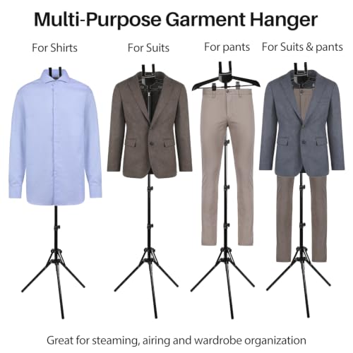 Clothes Steamer Rack Stand with Hanger and Gloves - 66.8 Inch Adjustable Garment Steaming Organizer