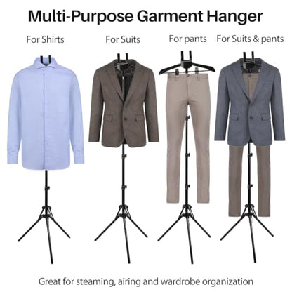 Clothes Steamer Rack Stand with Hanger and Gloves - 66.8 Inch Adjustable Garment Steaming Organizer
