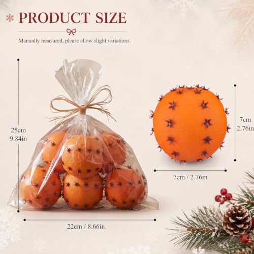 6 Pack Clove Orange Pomander Balls for Holiday Decor, Vase Fillers & Seasonal Table Centerpieces