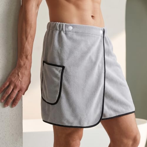 Men's Wearable Bath Towel Shorts Adjustable Microfiber Spa Wrap