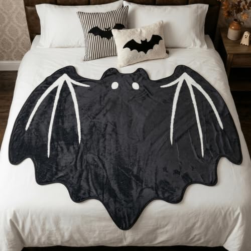 Halloween Bat Blanket Spooky Black Throw Blanket - 50x60 Inch, Gift for Women & Friends