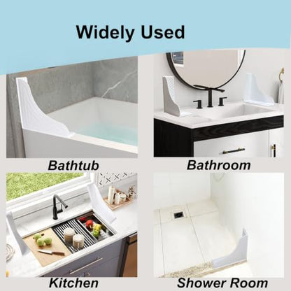 Shower Splash Guard for Bathtub - White Silicone Corner Water Barrier
