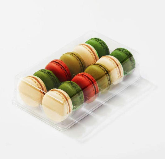 Pastry Chef's Boutique Clear Plastic French Macarons Small Gift Party Wedding Favor Boxes - Holds 12 Macarons - Pack of 10 (Clear Base)