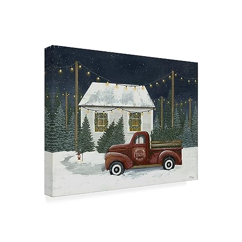 Christmas Tree Farm Canvas Wall Art - 24x32 Vintage Truck Scene