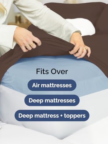 Extra Deep Pocket Queen Bed Sheet Set - Breathable & Cooling Brown - 4 Piece