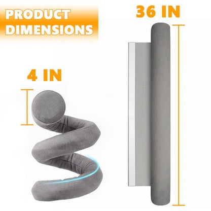 36-Inch Door Draft Stopper with Hook and Loop Straps - Sound Insulation & Energy Saving