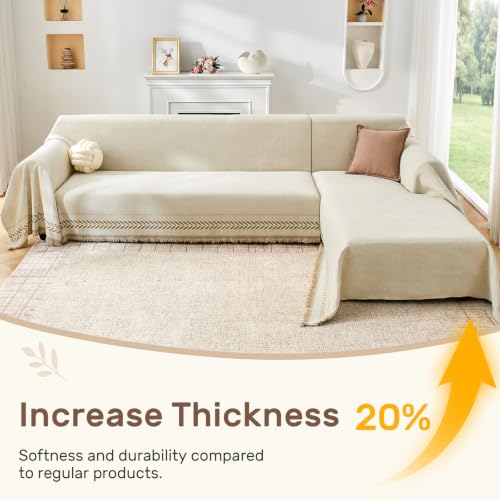 L Shaped Sectional Couch Cover Wheat Pattern XL Khaki 71x110 + 71x118