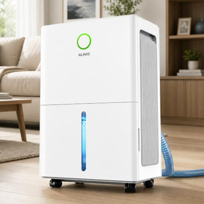 Dehumidifier for Basement with Drain Hose - Snow White