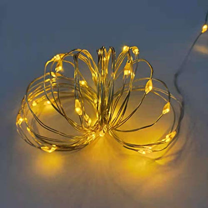 Mini LED Fairy String Lights Yellow Battery Operated 50 LEDs 18ft Indoor Decoration