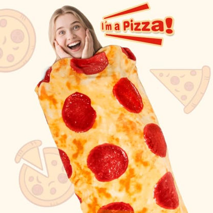 Flaming Pizza Blanket for Kids and Teens 47 Inch Cozy Flannel Food Throw