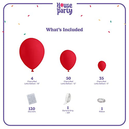 Cherry Red Balloon Set for Christmas Party Decorations - 5/12/18 Inch Matte Balloons with Variation: Cherry Red