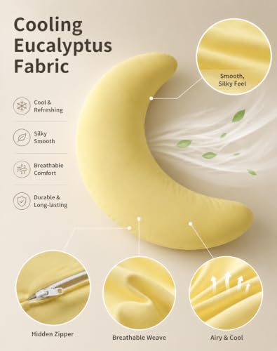 Moon Body Pillow - Yellow1, Plush Support Hug-Shaped Sleep Cushion