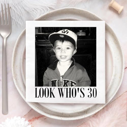 Custom 30th Birthday Napkins - Cheers to 30 Years Photo Design 5