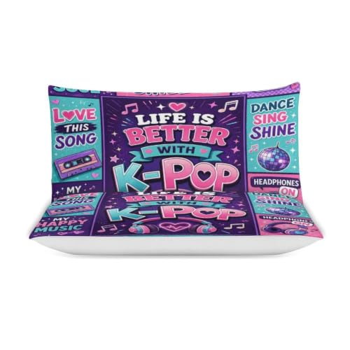 Kpop Music Love Life Better With Kpop Duvet Cover Set Queen Size 90x90 - 3 Piece with Pillowcases