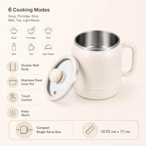 Red 27 Oz Multi-Function Portable Electric Stewing Cup with Timer & Keep Warm