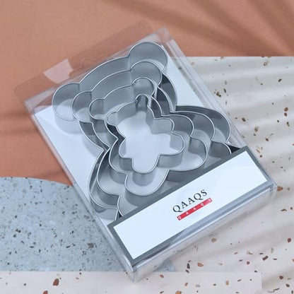 Sitting Teddy Bear Cookie Cutter Set - 4 Sizes Stainless Steel, Kids Gift