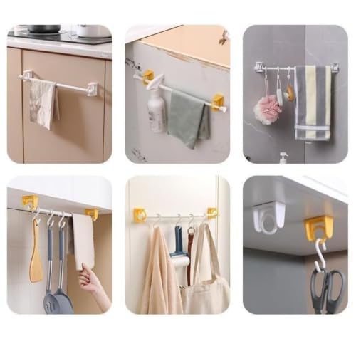4 Pack Black Adhesive 360° Rotating Towel Ring Hooks No Drilling