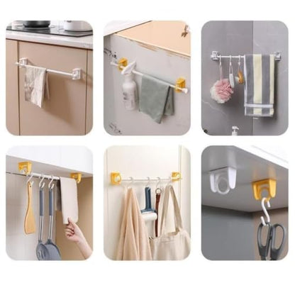 4 Pack Black Adhesive 360° Rotating Towel Ring Hooks No Drilling