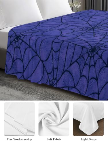 Navy Blue Full Flat Bed Sheet - Microfiber Hotel Quality Bedding with Spiders Net Pattern - Midnight Blue, Indigo, Navy, Cobalt