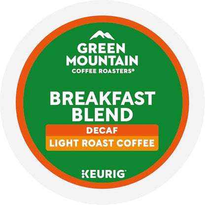 Green Mountain Coffee Roasters Breakfast Blend Decaf Coffee, Keurig Single Serve K-Cup pods, Light Roast, 96 Count