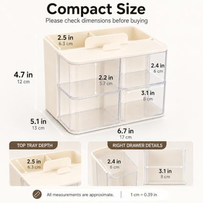 2-Tier Hair Accessories Organizer with Rotating Drawers and Phone Stand