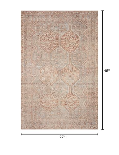 Loloi Chris Loves Julia Jules Collection JUL-04 Tangerine/Mist 2'-3'' x 3'-9'', .13" Pile Height, Accent Rug