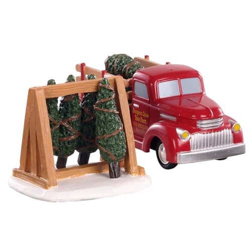 Christmas Village Tree Delivery Set - Lemax Winter Village Decor
