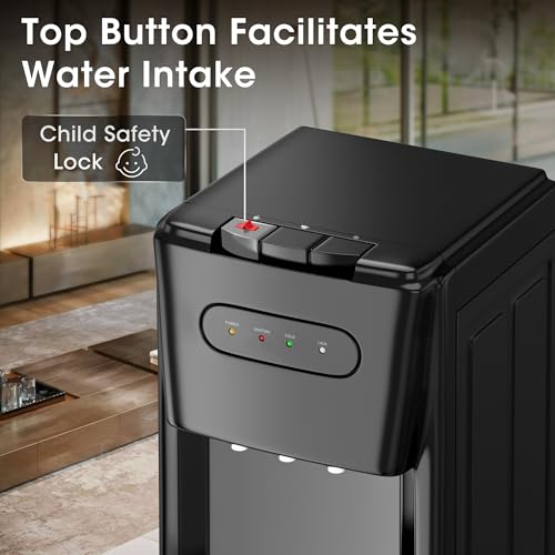 Tehanld Bottom Loading Water Cooler Dispenser Charcoal Black - Hot Cold Room Temp