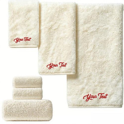 Personalized Monogrammed Bath Towel Set Beige - Soft 750 GSM Cotton with Embroidered Name