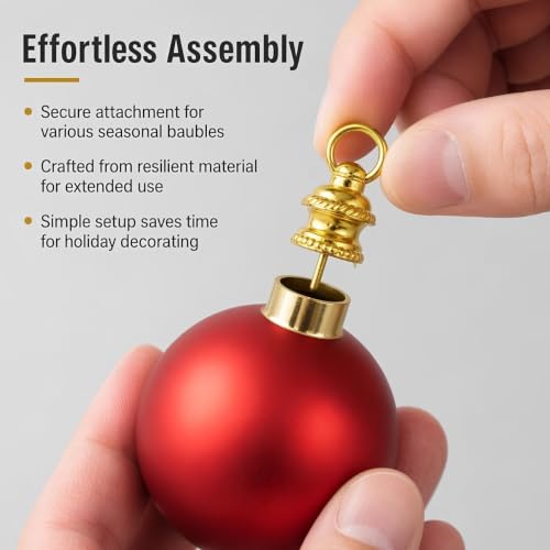 Golden Plastic Christmas Baubles Caps 100pcs - Small Ornament Replacement