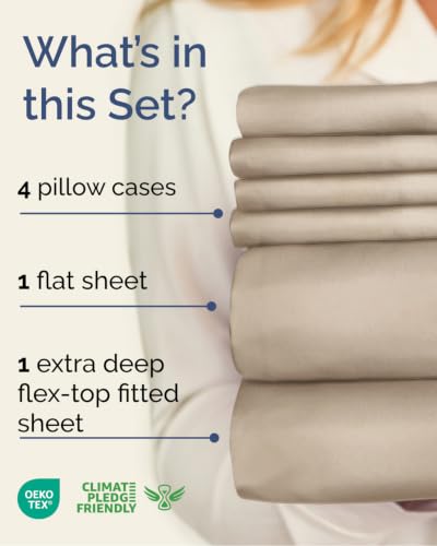 CGK Extra Deep Split Head Flex Top King Sheet Set - Cream, 6 Pieces, 12 Variant