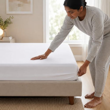 Cotton King Bed Sheet Set 400 Thread Count Sateen Deep Pocket White