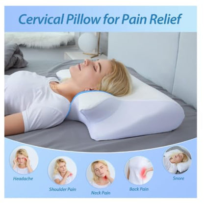 BONTEBIAN Grey Cervical Memory Foam Pillow - Orthopedic Neck Support for Pain Relief & Snoring