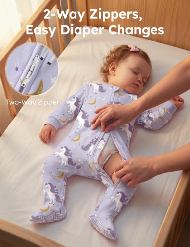 Toddler Pajamas 12 Months - Purple Unicorn Organic Cotton Baby Sleepwear
