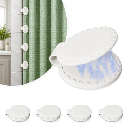White Silicone Magnetic Shower Curtain Clips - 4 Pack