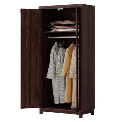 Tall Wooden Wardrobe Closet with Doors, Espresso Finish - 70"