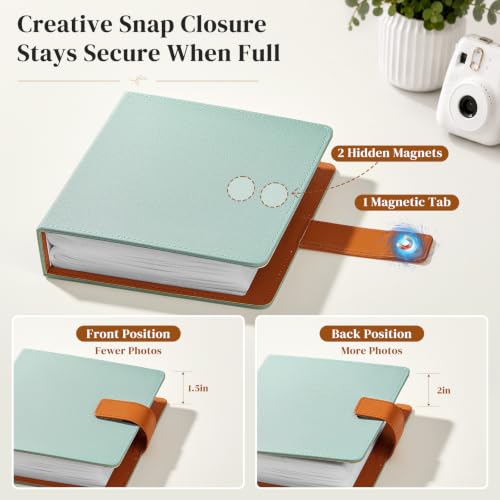 Mini Photo Album Green for Polaroid Hi-Print 2x3 and Snap - Holds 320 Photos