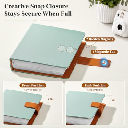 Mini Photo Album Green for Polaroid Hi-Print 2x3 and Snap - Holds 320 Photos